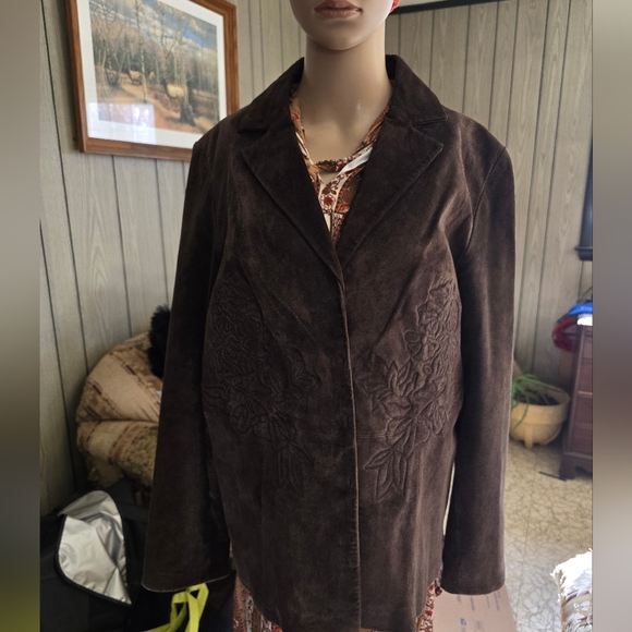 Madison Studio Jackets & Blazers - Madison Studio Tooled Suede Elegant Brown Women's Jacket